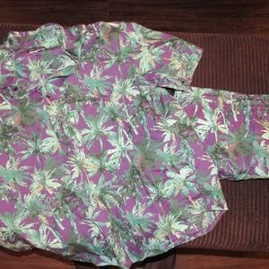 Original Use Purple Palm Tree Short Set XXL